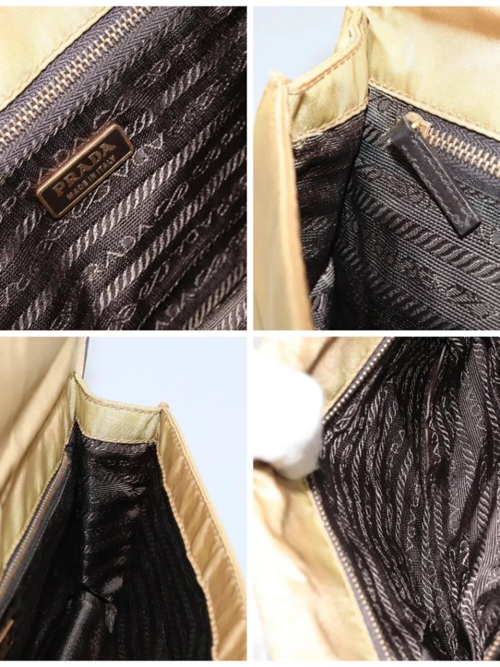 PRADA Shoulder Bag Nylon Beige Gold - Picture 15 of 16